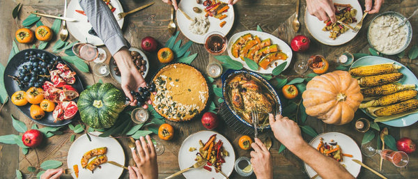 table of holiday foods
