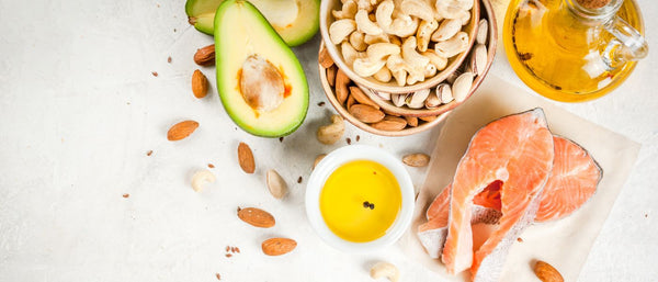 avocado, fish, and other keto foods