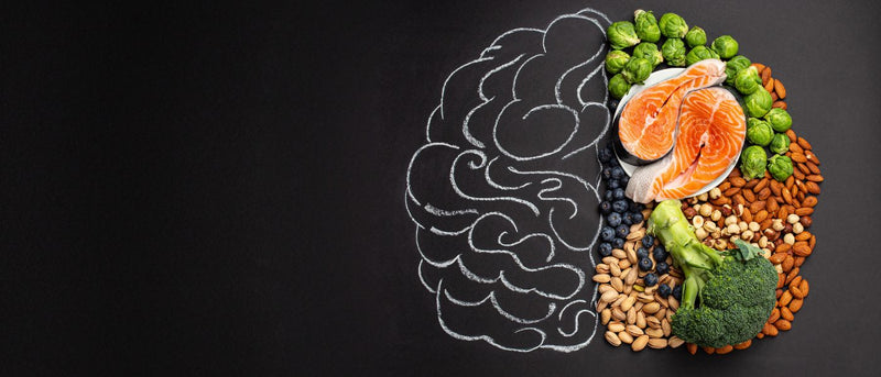 brain illustration and food